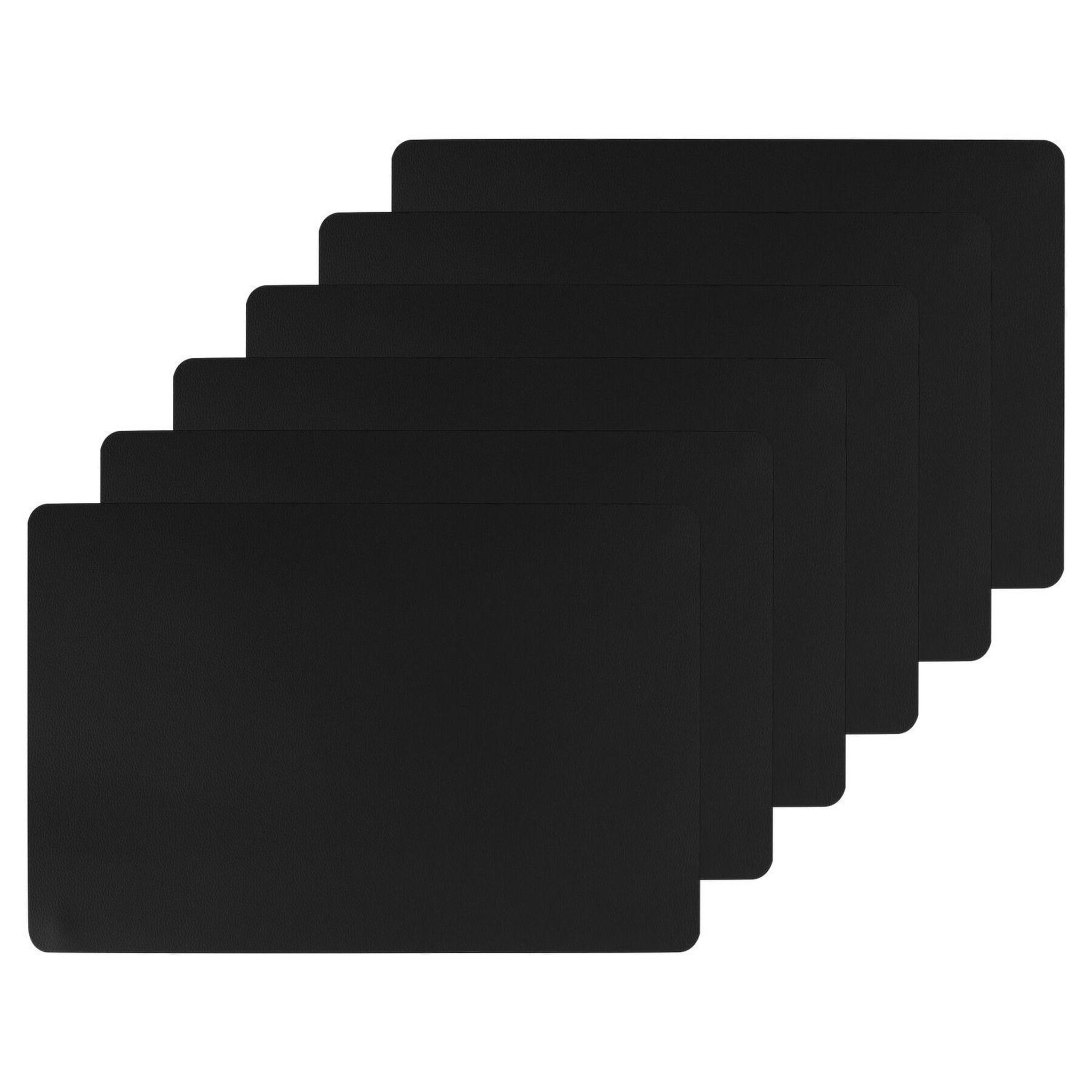 TOILINUX Lot de 6 Sets de table rectangulaire Tenor - 45 x 30 cm - Noir