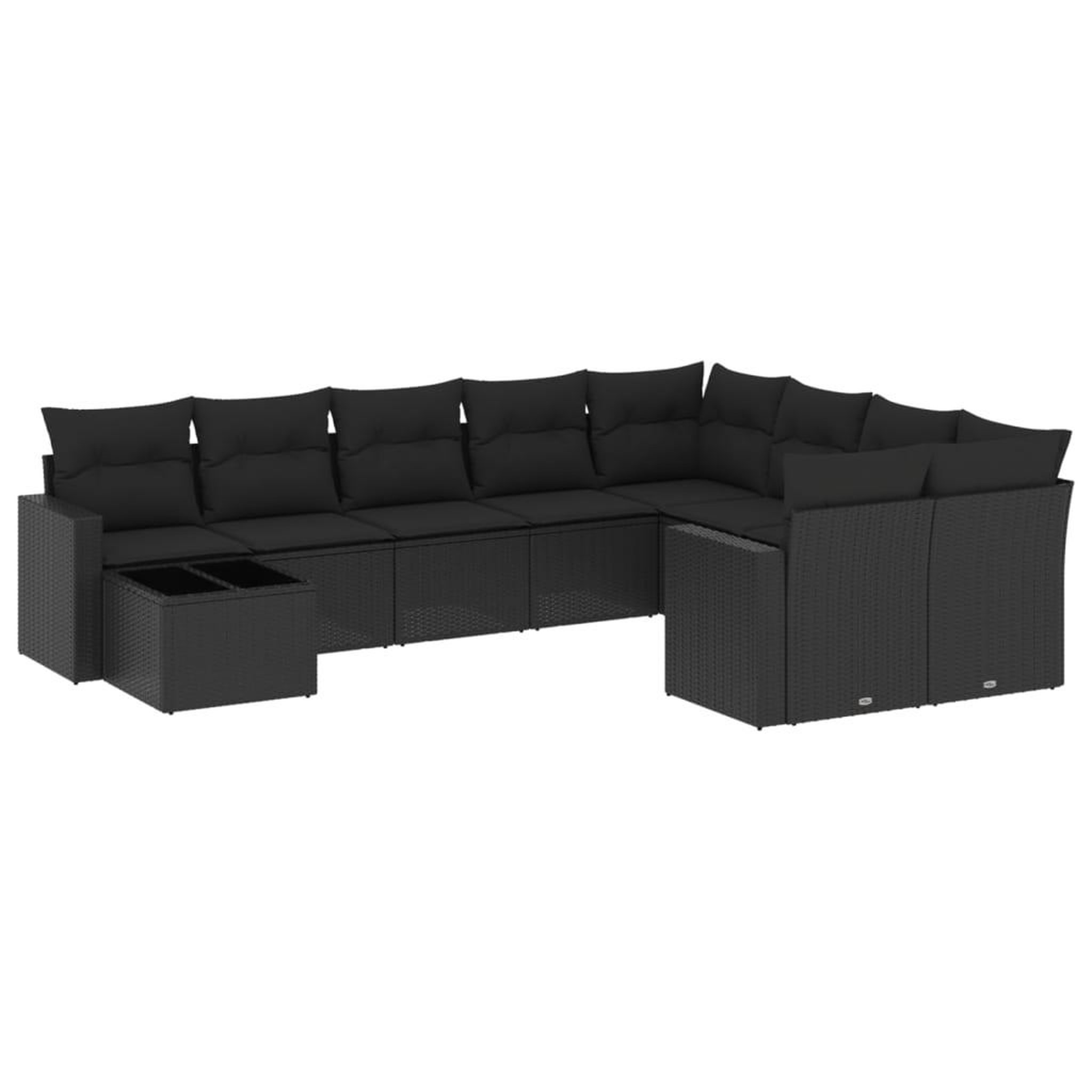Voir la diapositive 2 : VIDAXL Salon de jardin 10 pcs avec coussins noir resine tressee