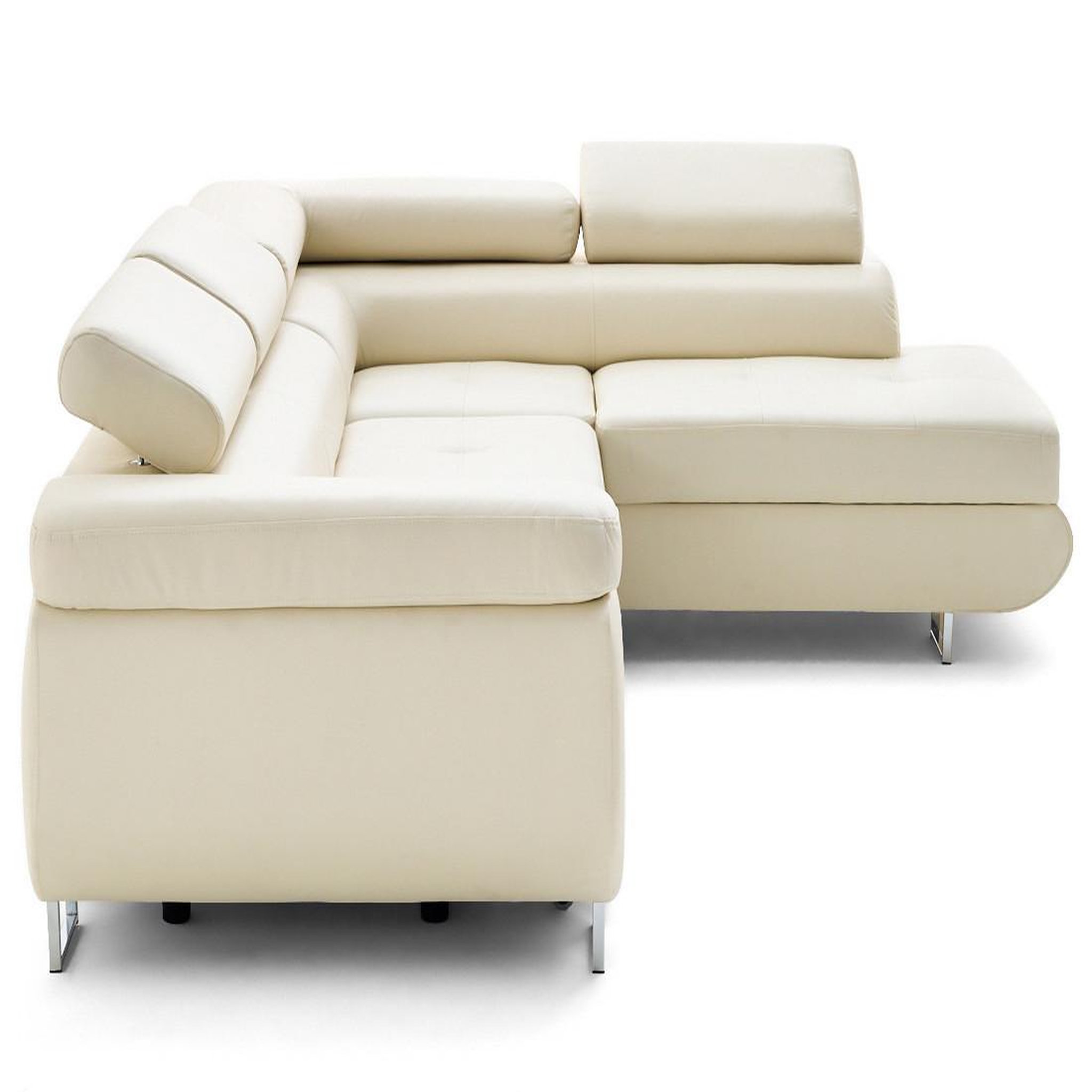 Voir la diapositive 3 : LISA DESIGN Zaria - canapé d'angle droit 5 places convertible avec coffre et têtières en simili