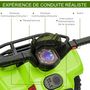 Voir la diapositive 6 : HOMCOM Buggy électrique enfant quad électrique pour enfant de 18 à 36 mois effet lumineux 6 V 2 Km/h max. métal PP vert