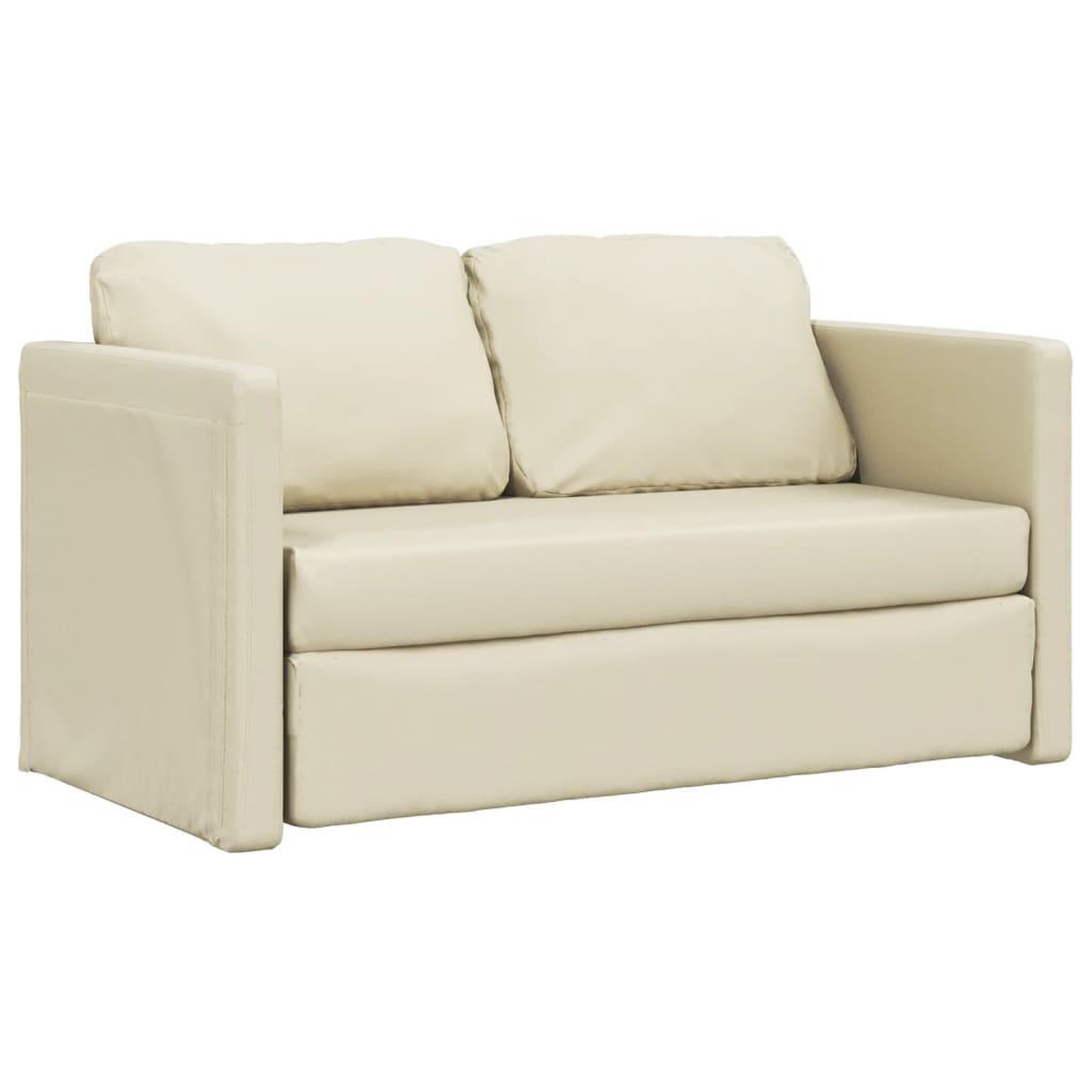 Voir la diapositive 4 : VIDAXL Canape-lit 2 en 1 creme 112x174x55 cm similicuir