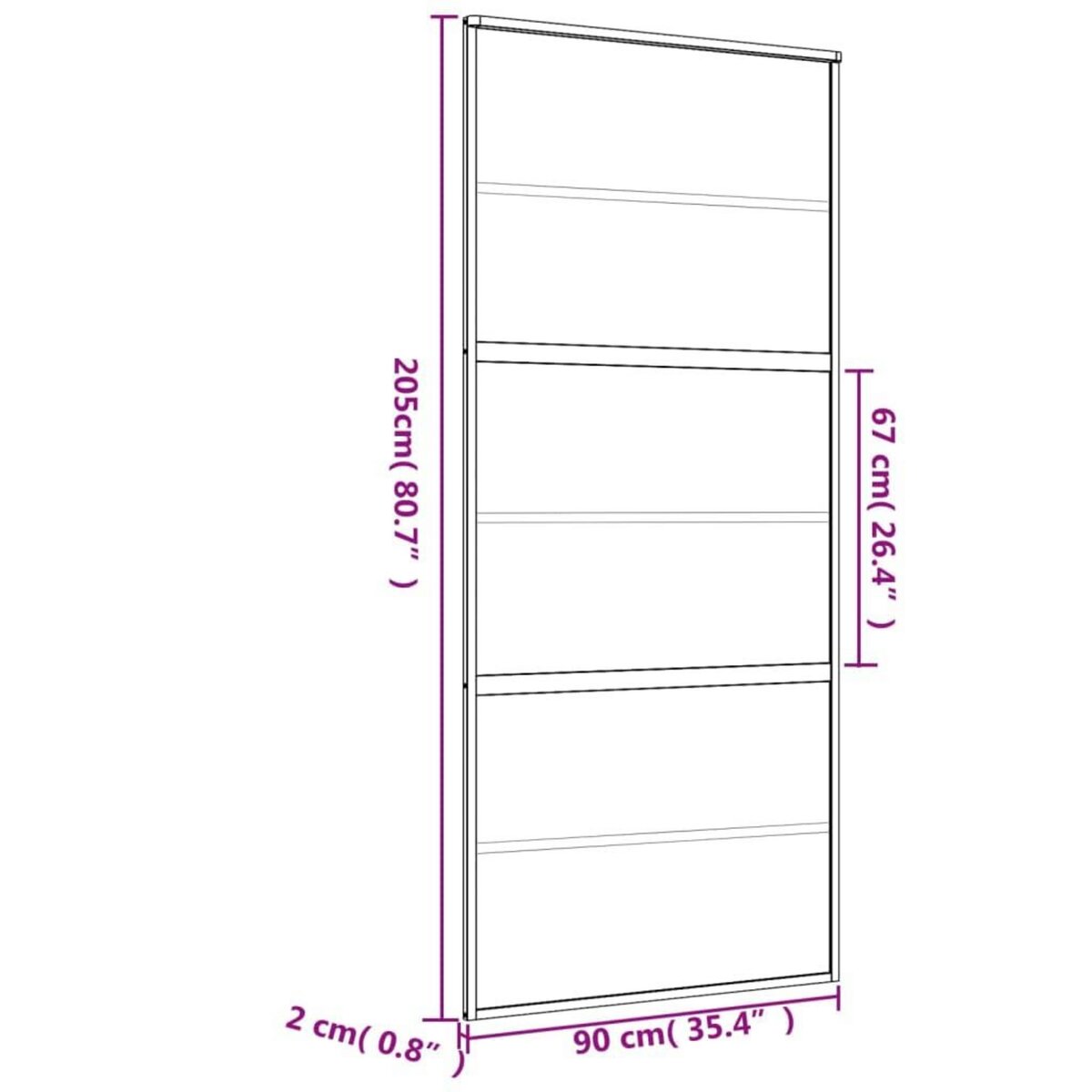 VIDAXL Porte coulissante dore 90x205 cm verre ESG clair et aluminium