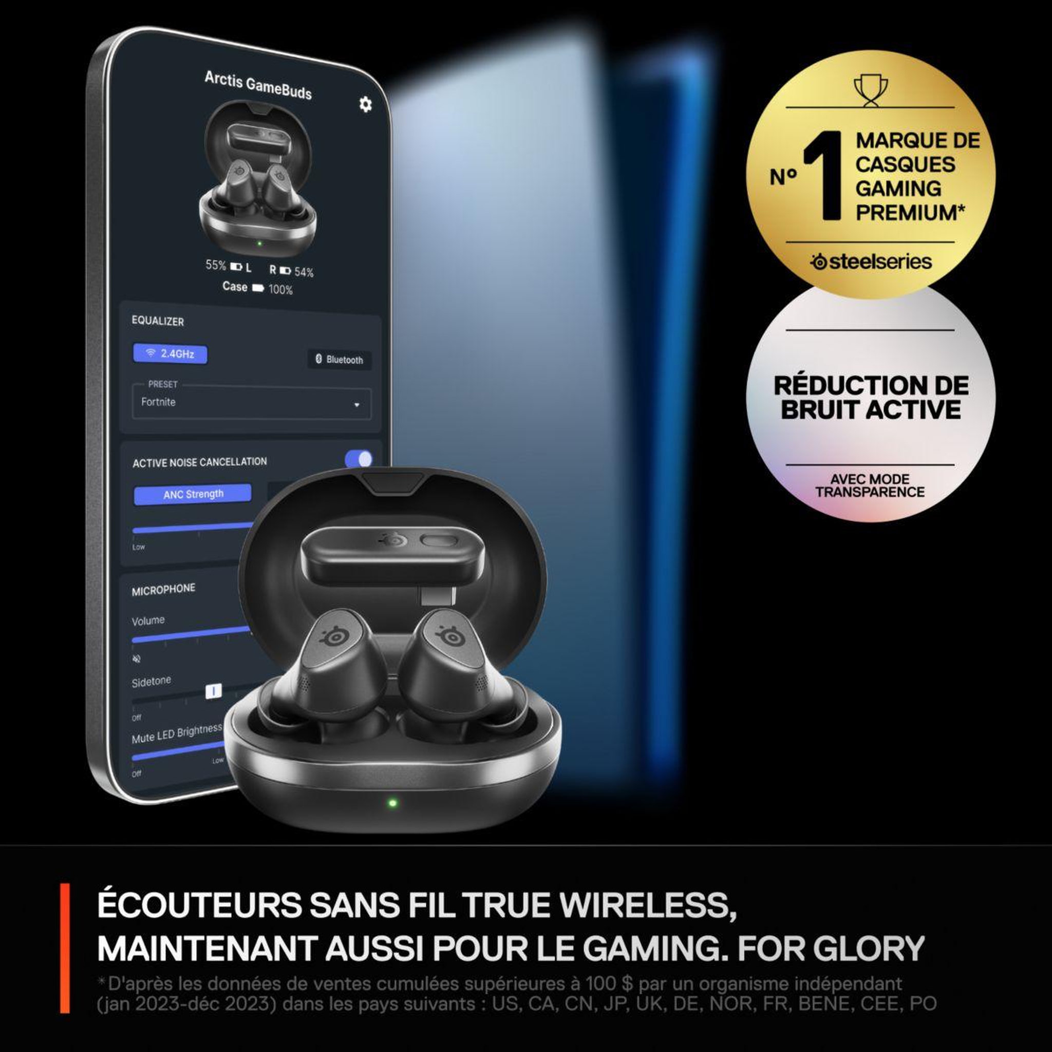Voir la diapositive 2 : STEEL SERIES Casque gamer Arctis GameBuds Noir