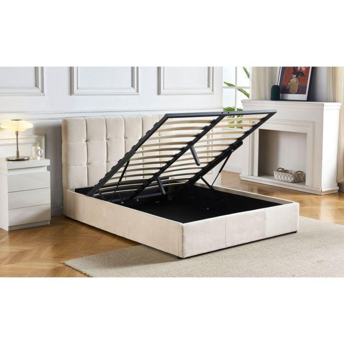 Paris Prix Lit Adulte Sommier Relevable  Birma  160x200cm Beige