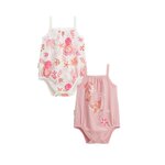 Petit Béguin Lot de 2 bodies bébé en gaze de coton Bahamas. Coloris disponibles : Rose