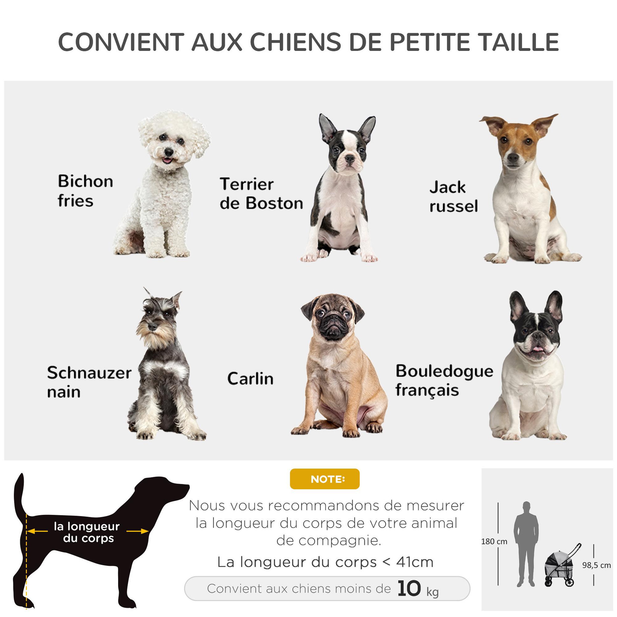 Voir la diapositive 4 : PAWHUT Poussette pour chien pliable nacelle 2 en 1 - poignée, housse zippée, pochette - acier oxford gris