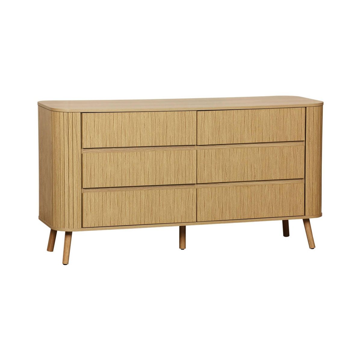SWEEEK Commode 6 tiroirs. décor strié naturel. L 150 x P 45  H 80cm