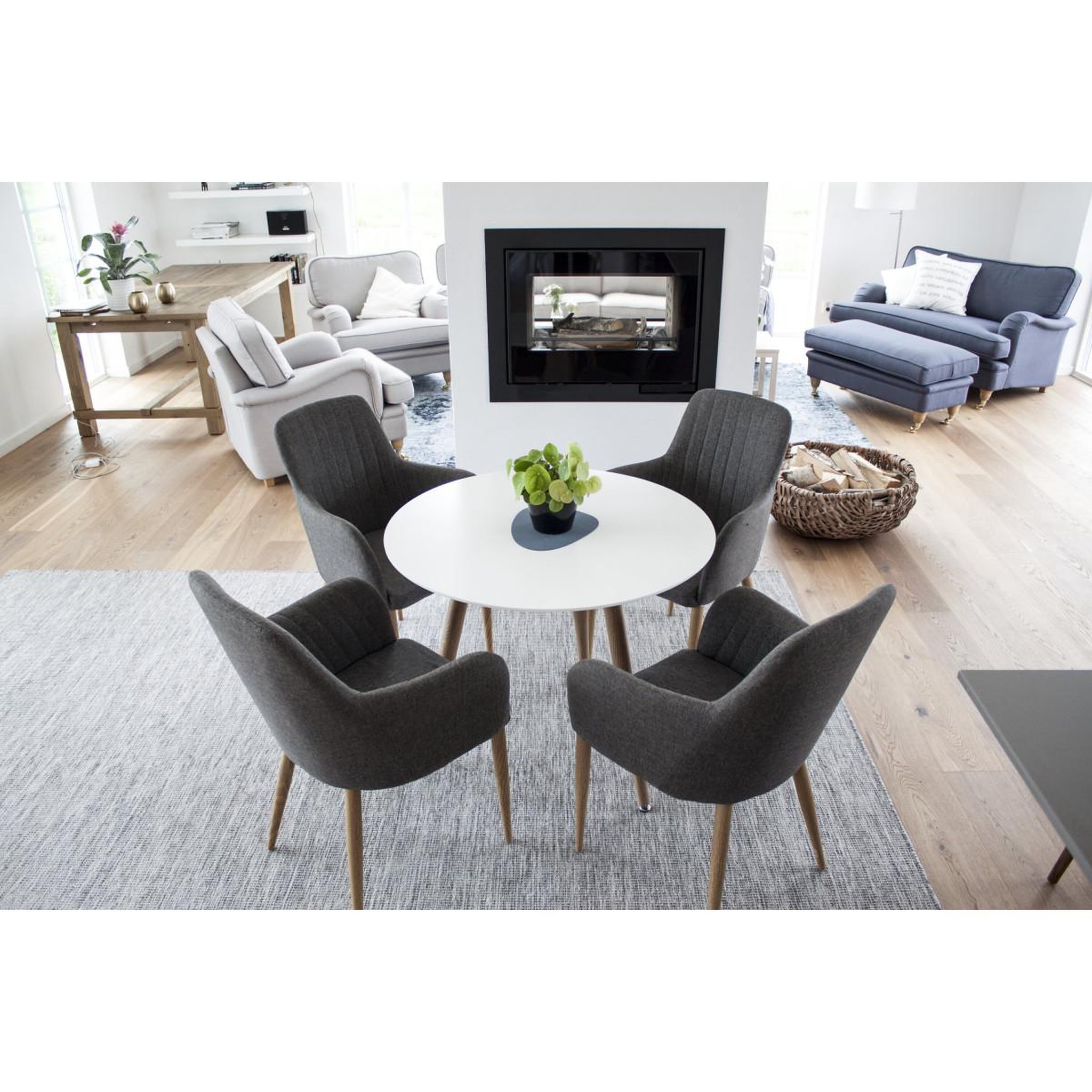 Voir la diapositive 5 : Paris Prix Table à manger ronde  polar  90cm blanc & naturel