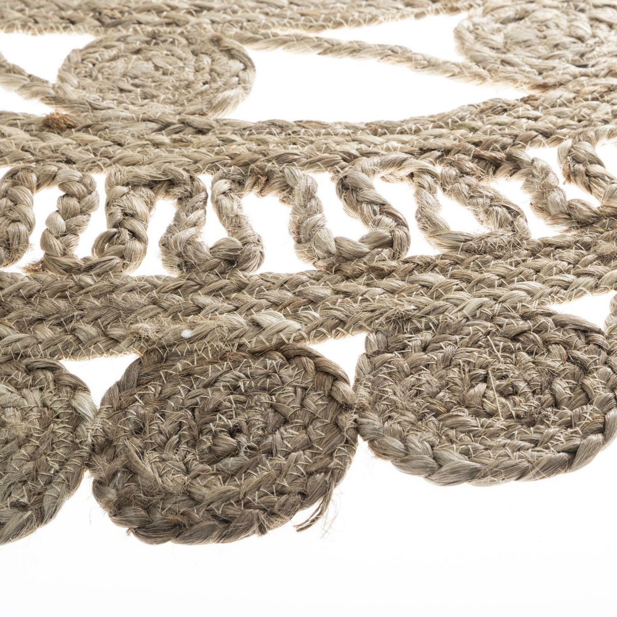 ATMOSPHERA Tapis dentel rond en jute Ritual - Beige - Diam. 120 cm