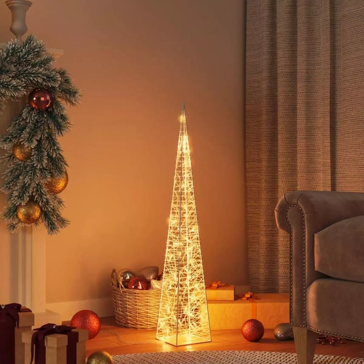 VIDAXL Cone lumineux decoratif a LED Acrylique Blanc chaud 90 cm