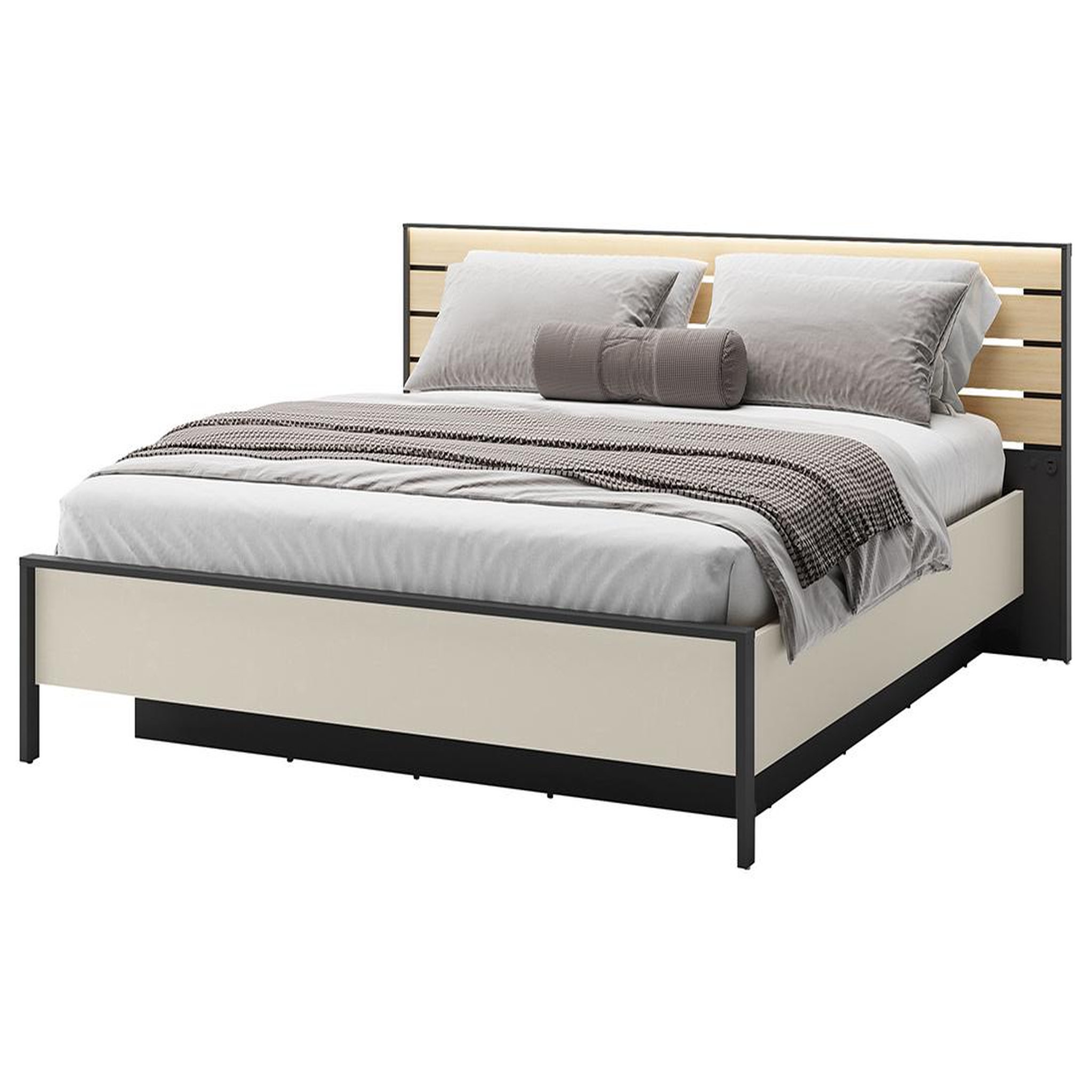 Voir la diapositive 2 : BEST MOBILIER Kimi - lit coffre king size - 180x200 cm - sommier et port usb inclus