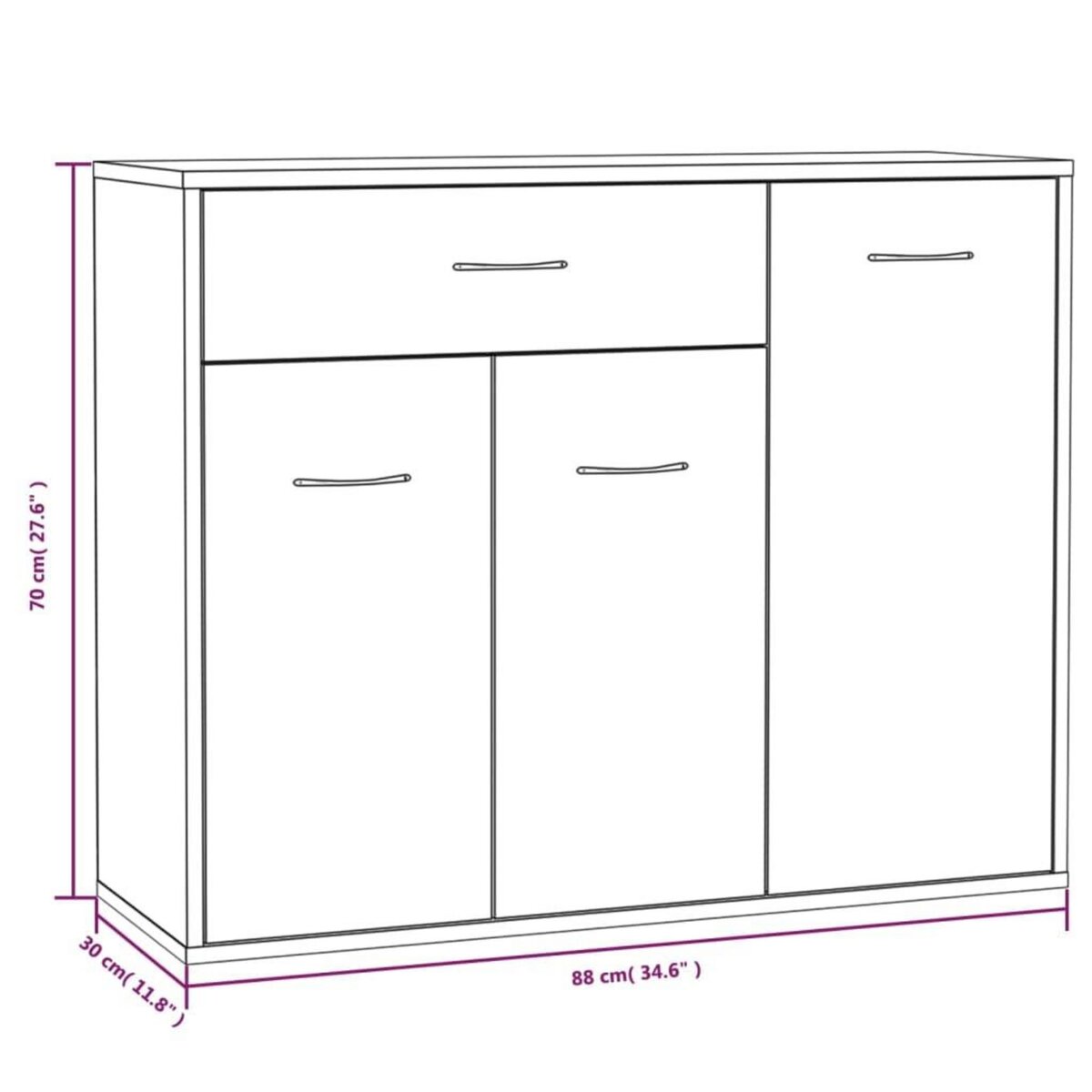 VIDAXL Buffet Sonoma gris 88x30x70 cm Bois d'ingenierie