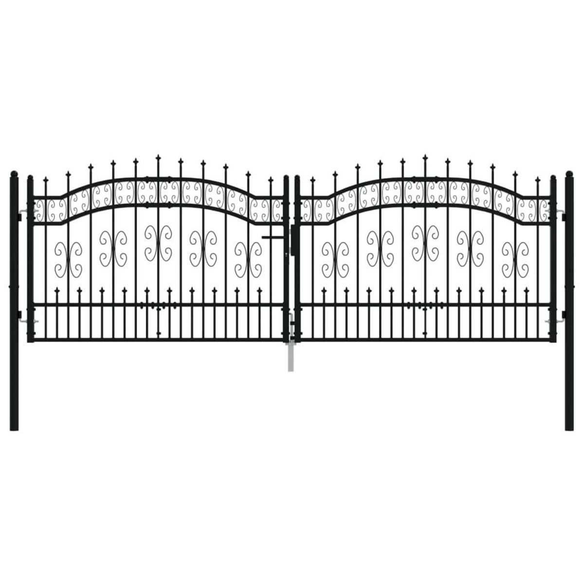 VIDAXL Portail et sommet de lance Noir 305x151 cm Acier enduit poudre