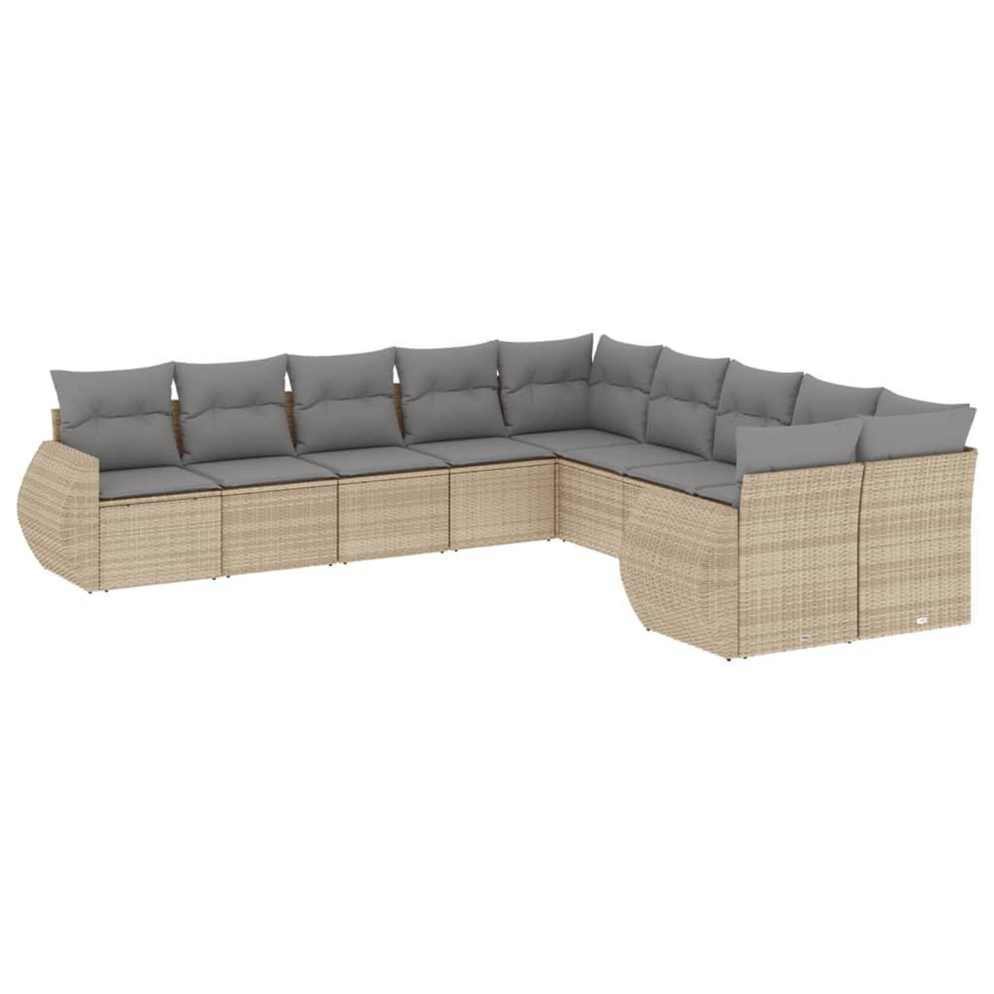 Voir la diapositive 2 : VIDAXL Salon de jardin avec coussins 10 pcs beige resine tressee