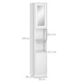 Voir la diapositive 3 : KLEANKIN Meuble colonne de salle de bain 2 portes avec étagères réglables 2 niches miroir panneaux particules blanc
