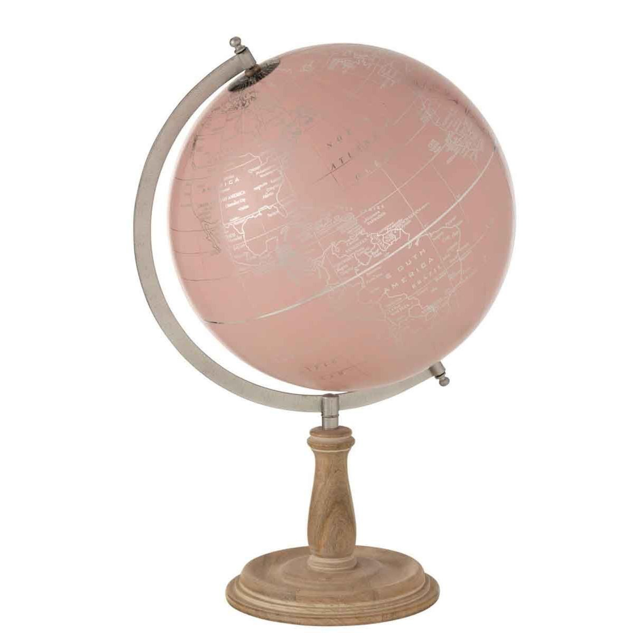 J-LINE Mappemonde sur Pied Déco  Globe  55cm Rose & Or