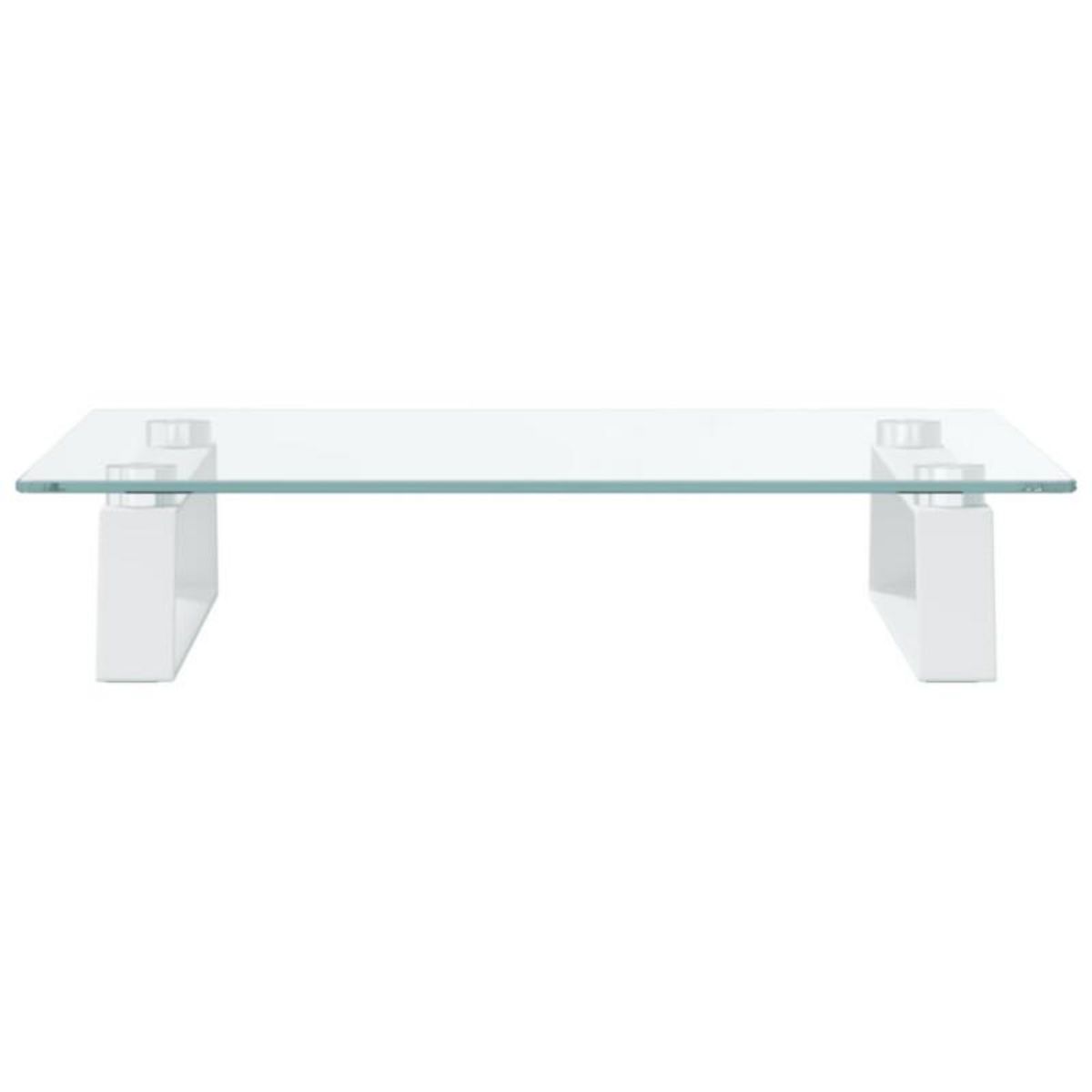 VIDAXL Support de moniteur blanc 40x35x8 cm verre trempé et métal