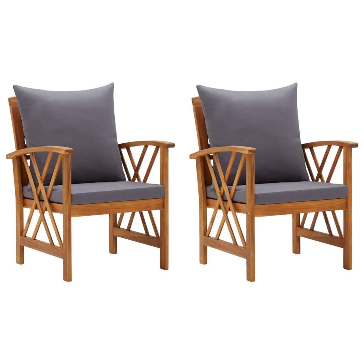VIDAXL Chaises de jardin avec coussins lot de 2 Bois d'acacia massif