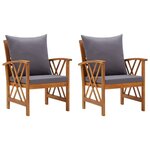 VIDAXL Chaises de jardin avec coussins lot de 2 Bois d'acacia massif