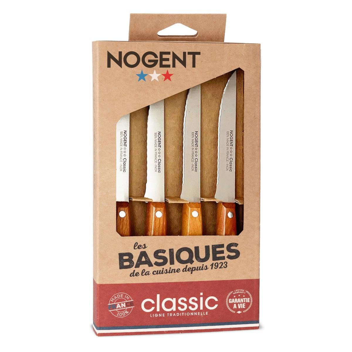 Nogent 3 etoiles Coffret de 4 couteaux à steak cerisier des bois - 00097v