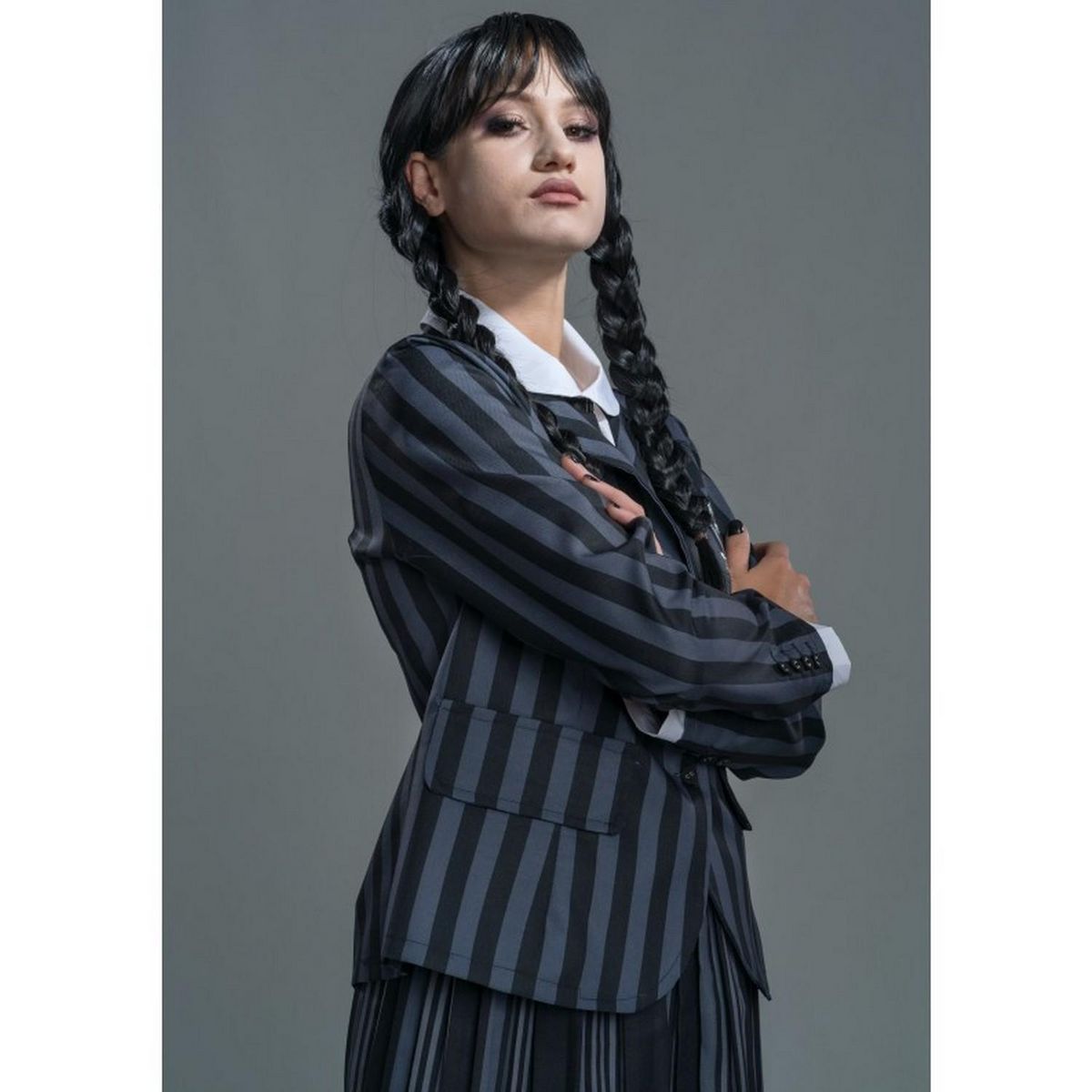 CHAKS Déguisement Uniforme Noir & Gris Mercredi - Femme - XS