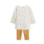 Petit Béguin Ensemble bébé robe et legging en molleton Emilie. Coloris disponibles : Jaune