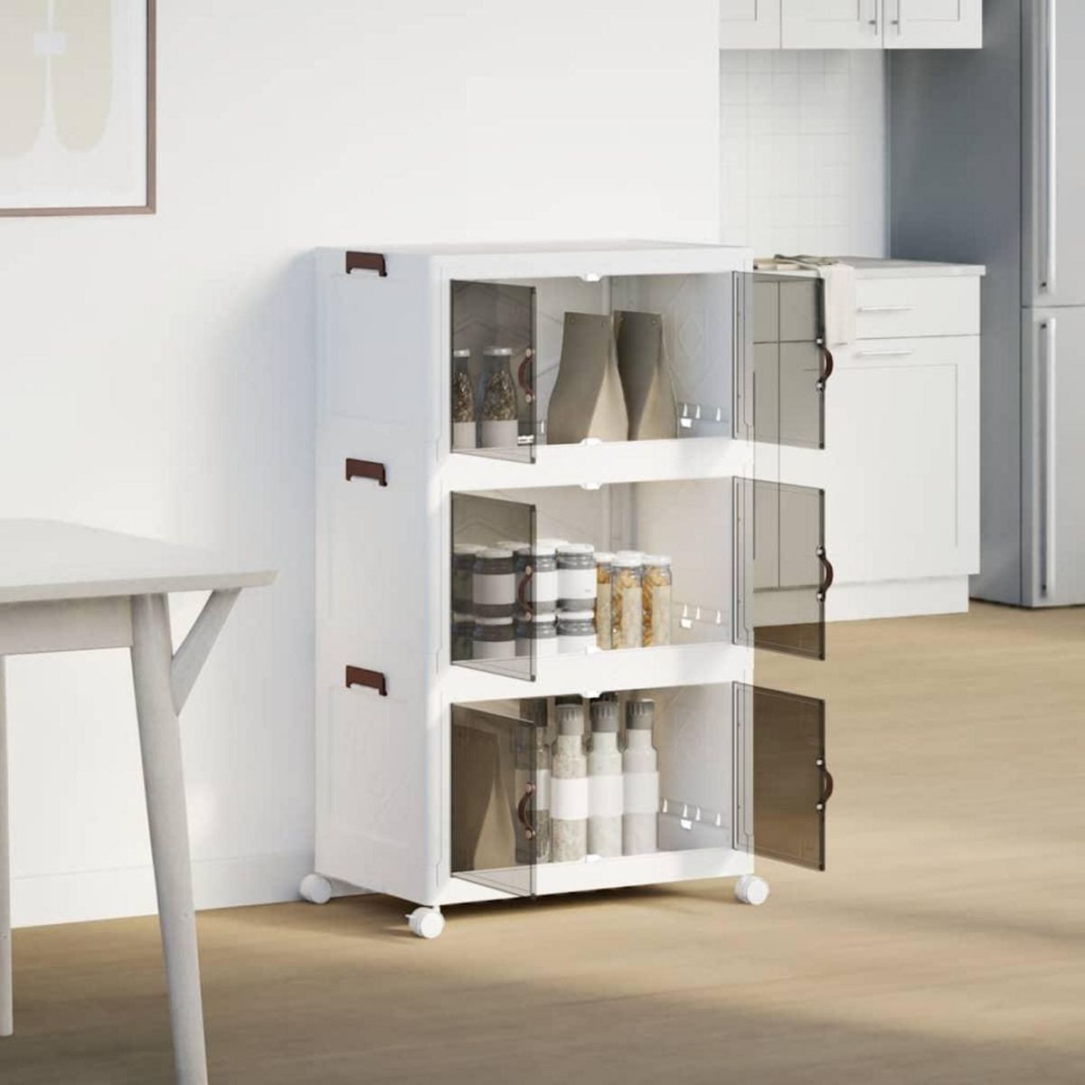 VIDAXL Boîte de rangement empilable avec roues a 3 niveaux 75 L