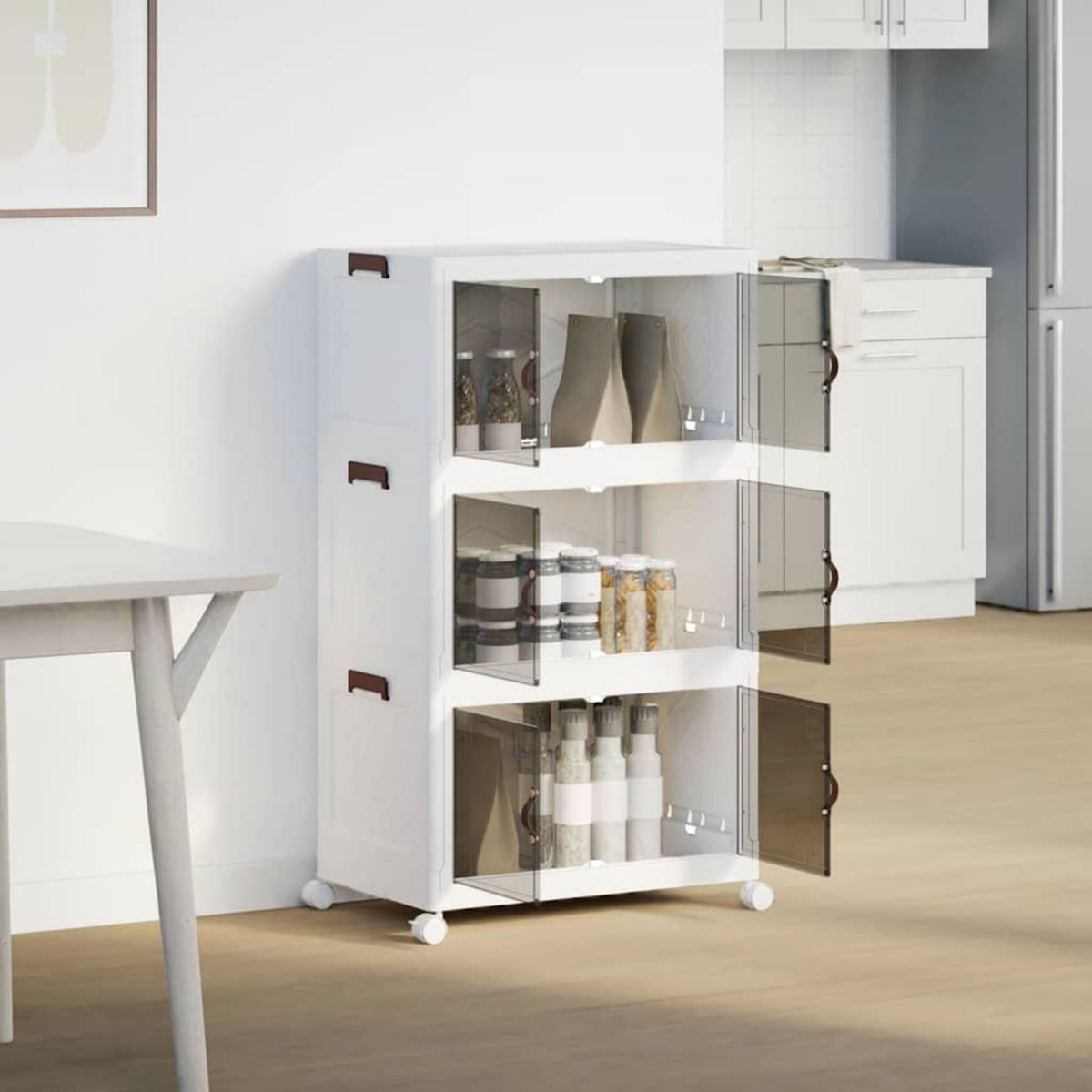 VIDAXL Boîte de rangement empilable avec roues a 3 niveaux 75 L