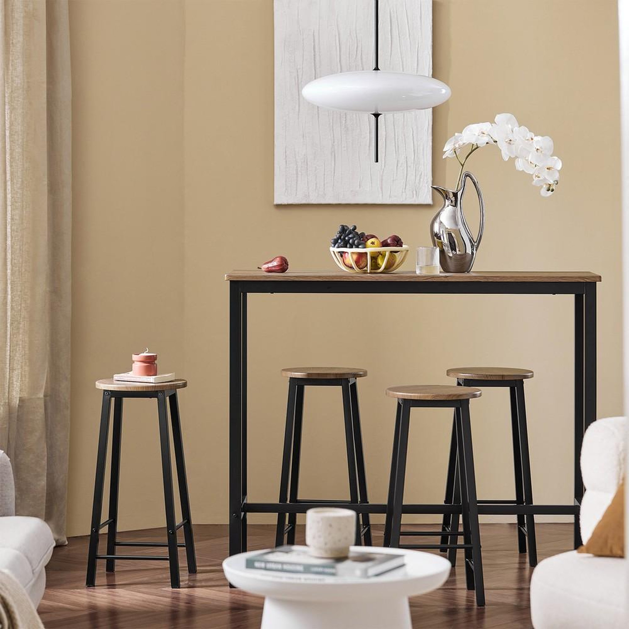 Voir la diapositive 2 : SOBUY SoBuy - Ensemble de table avec 4 tabourets à repose-pieds - Industriel - OGT22