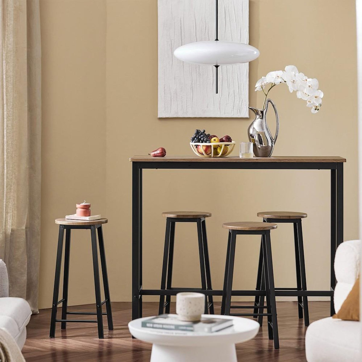 SOBUY SoBuy - Ensemble de table avec 4 tabourets à repose-pieds - Industriel - OGT22