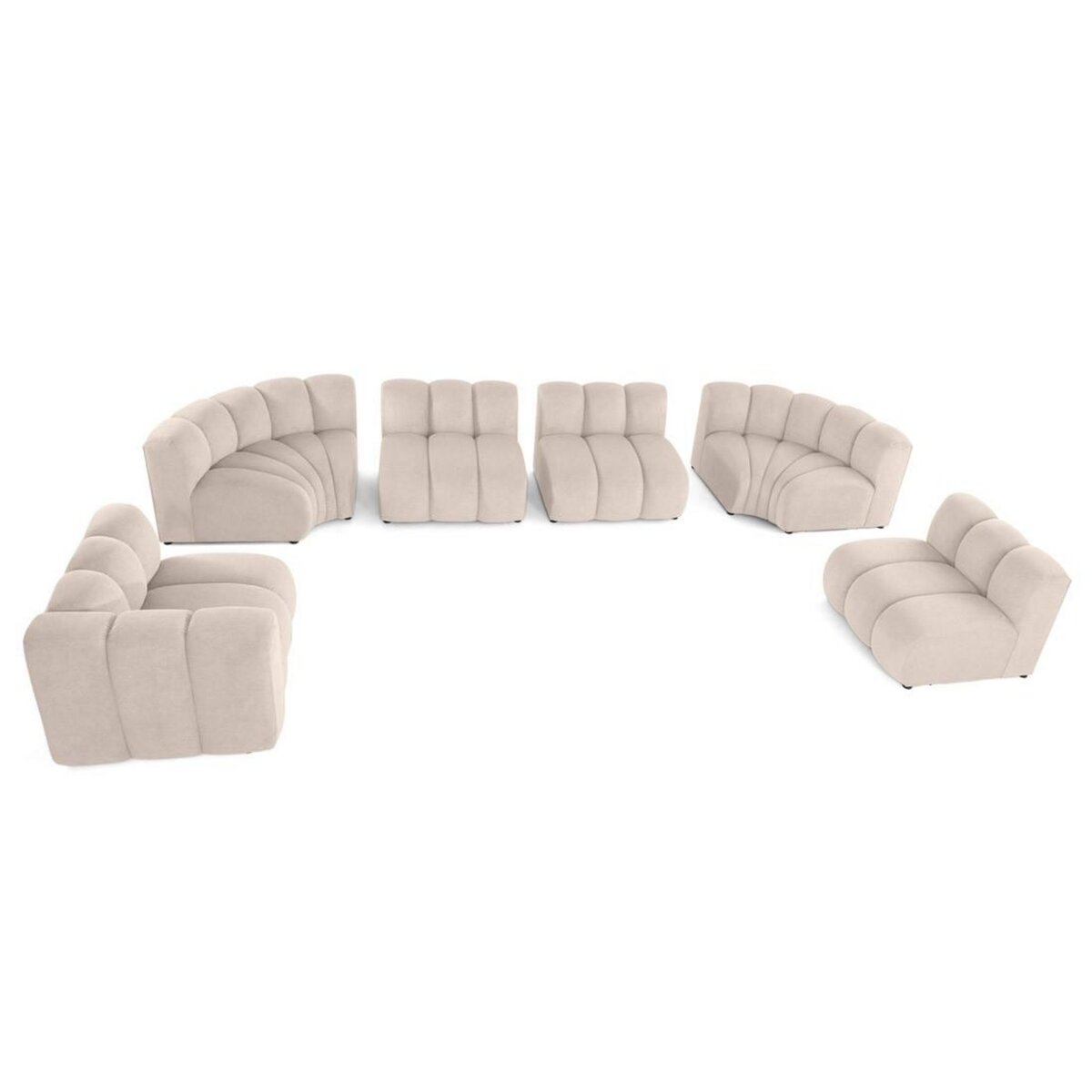 LISA DESIGN Debbie - canapé modulable panoramique d'angle droit 7 places en tissu texturé