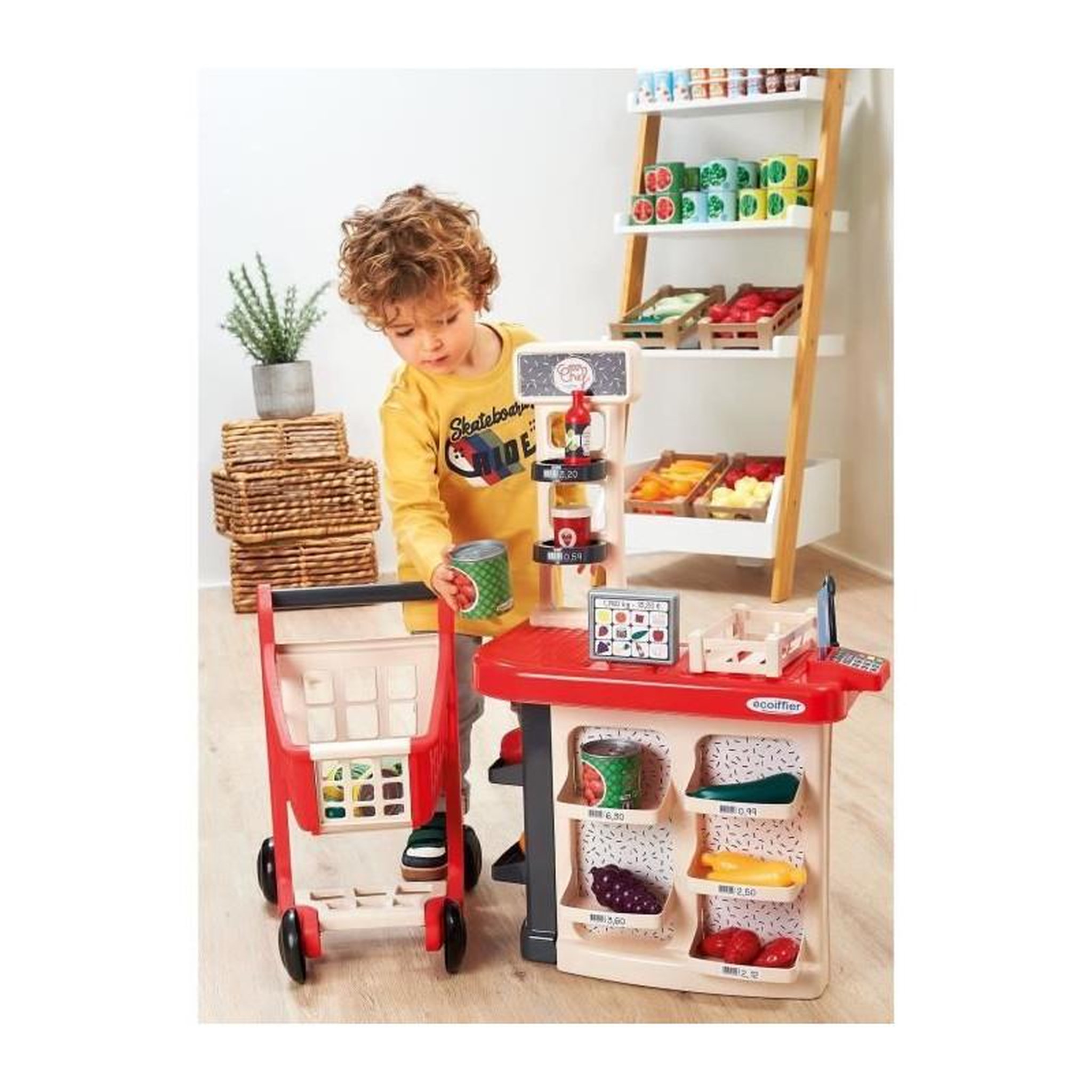 Voir la diapositive 4 : Ecoiffier Sortie de caisse + chariot - ECOIFFIER - 1676 - Un vrai petit magasin
