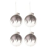 Paris Prix Lot de 4 Boules de Noël  Paillettes  12cm Gris