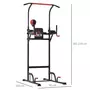 HOMCOM Station de traction musculation multifonctions punching ball chaise romaine hauteur réglable acier noir rouge
