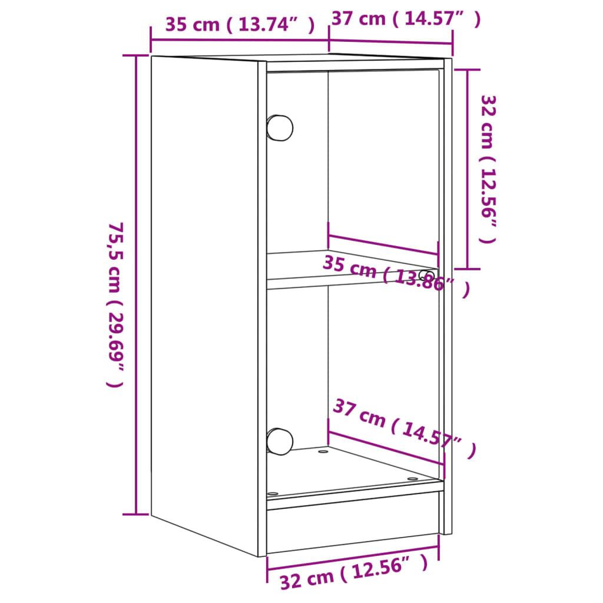 Voir la diapositive 6 : VIDAXL Armoire laterale avec portes en verre blanc 35x37x75,5 cm
