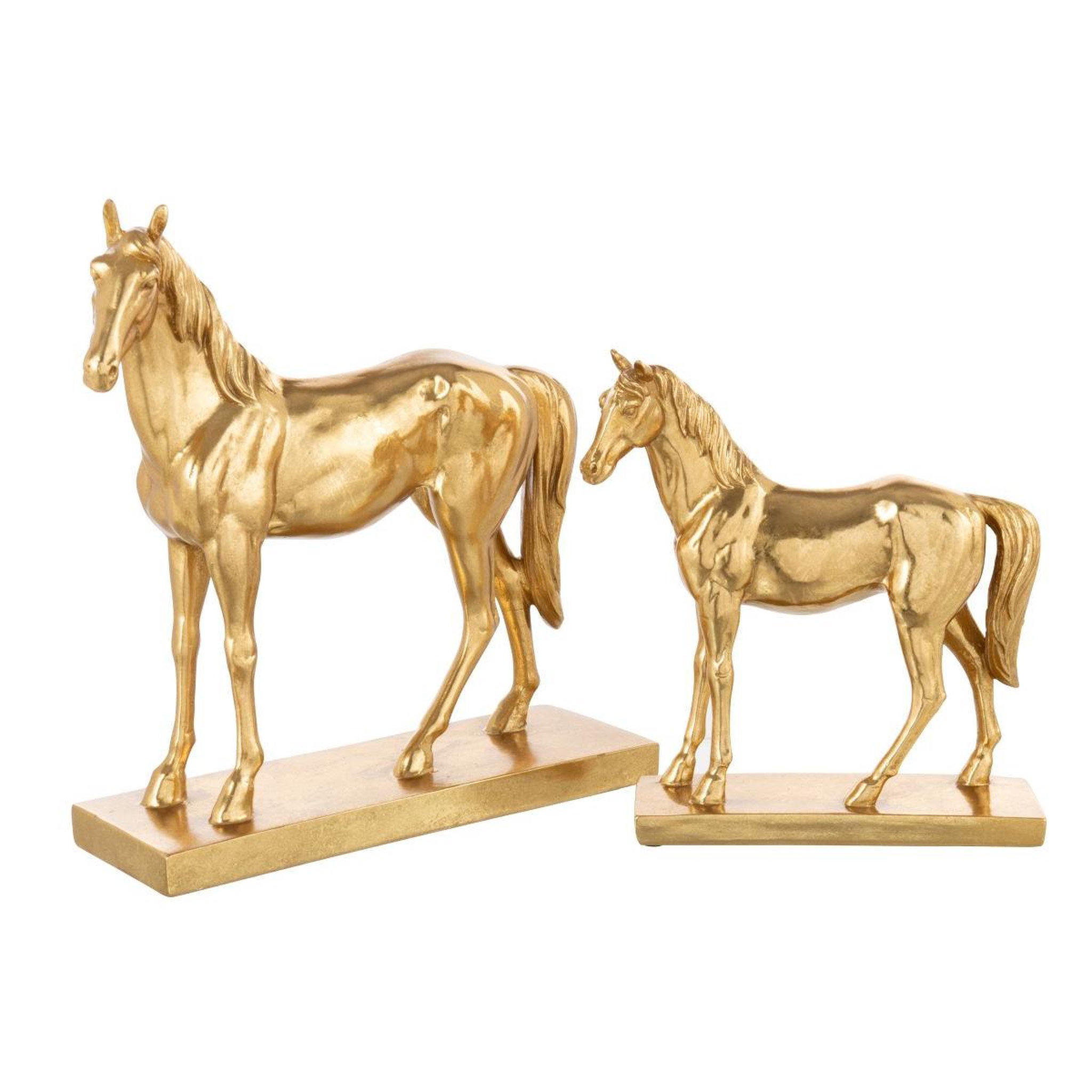 Voir la diapositive 2 : J-LINE Statuette cheval sur socle  hollywood  37cm doré