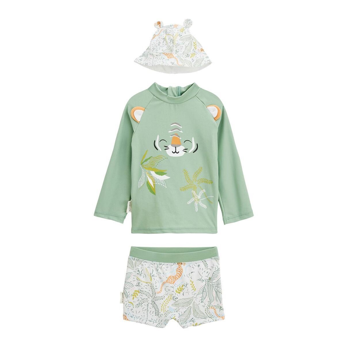 Petit Béguin Maillot de bain bébé 2 pièces t-shirt de protection UV & boxer avec chapeau Kanha