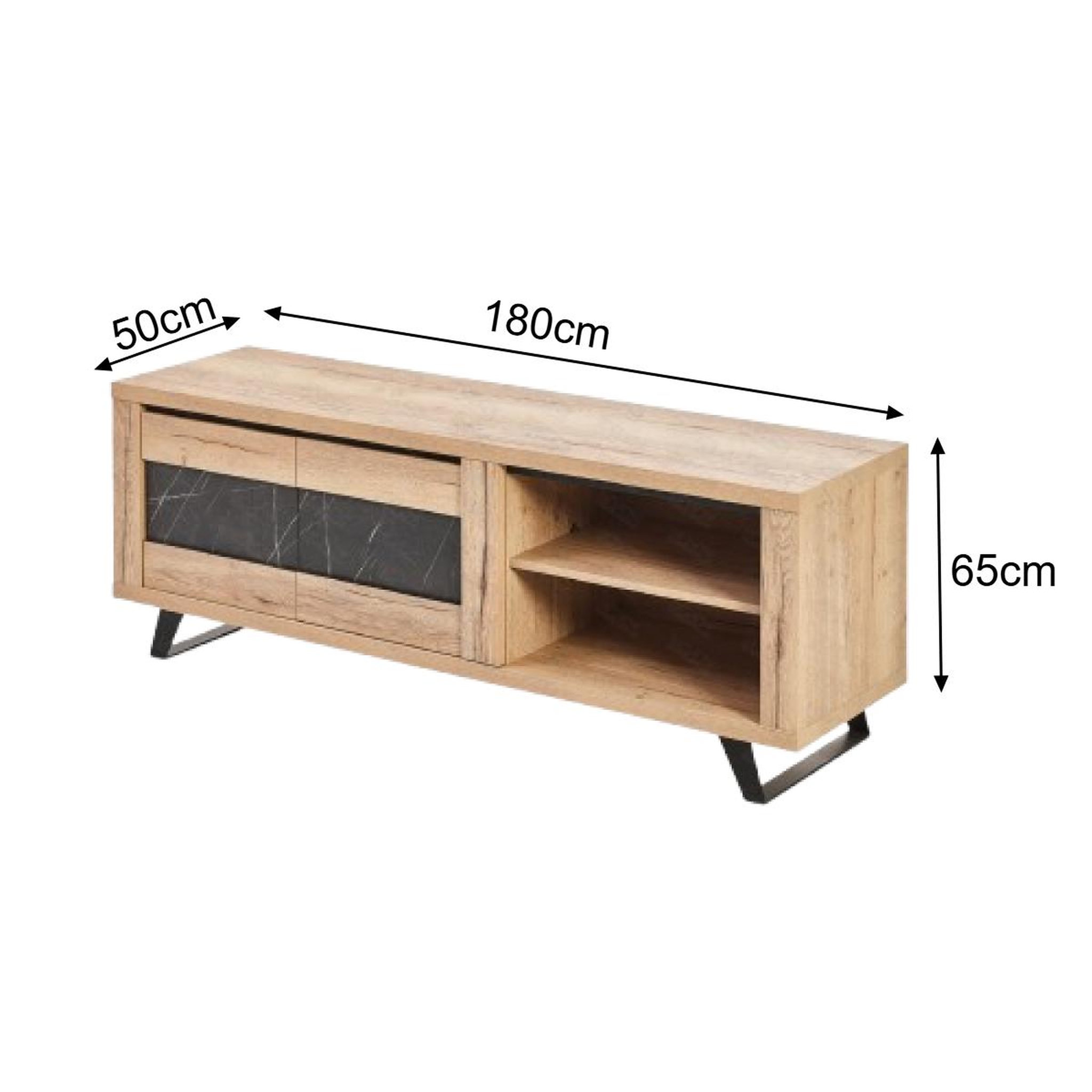 Voir la diapositive 3 : JLC KREATION Meuble tv contemporain bois et porte céramique 180cm horace