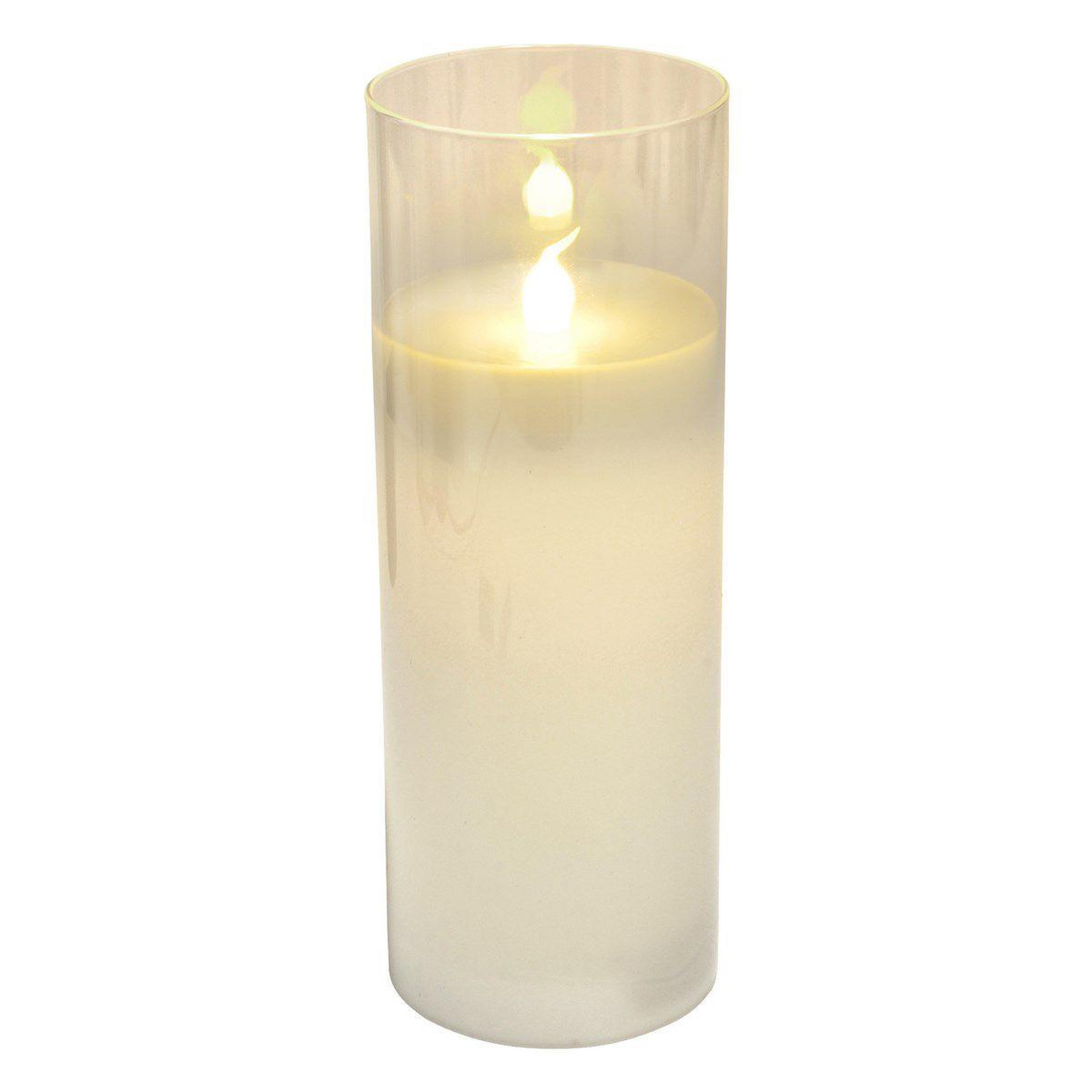 HOMEA Bougie Ronde LED  Verrine  20cm Blanc