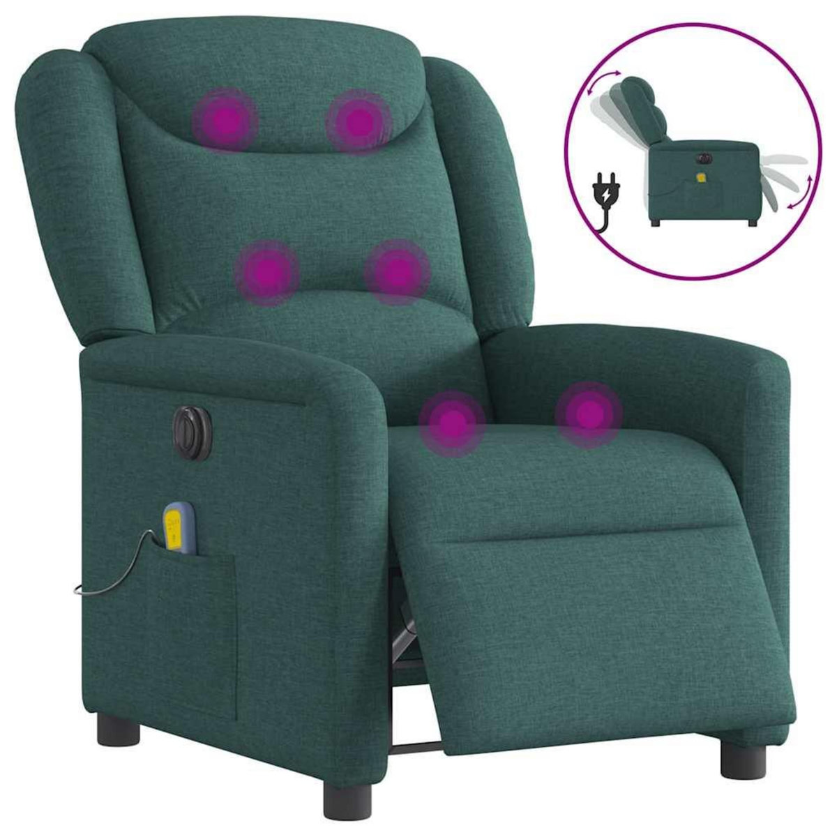 VIDAXL Fauteuil de massage inclinable electrique Vert fonce Tissu