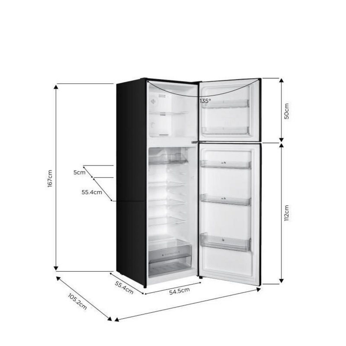 CONTINENTAL EDISON Réfrigérateur congélateur haut CONTINENTAL EDISON  - 247L - Total No Frost - Noir - L54,5 cm x H167 cm