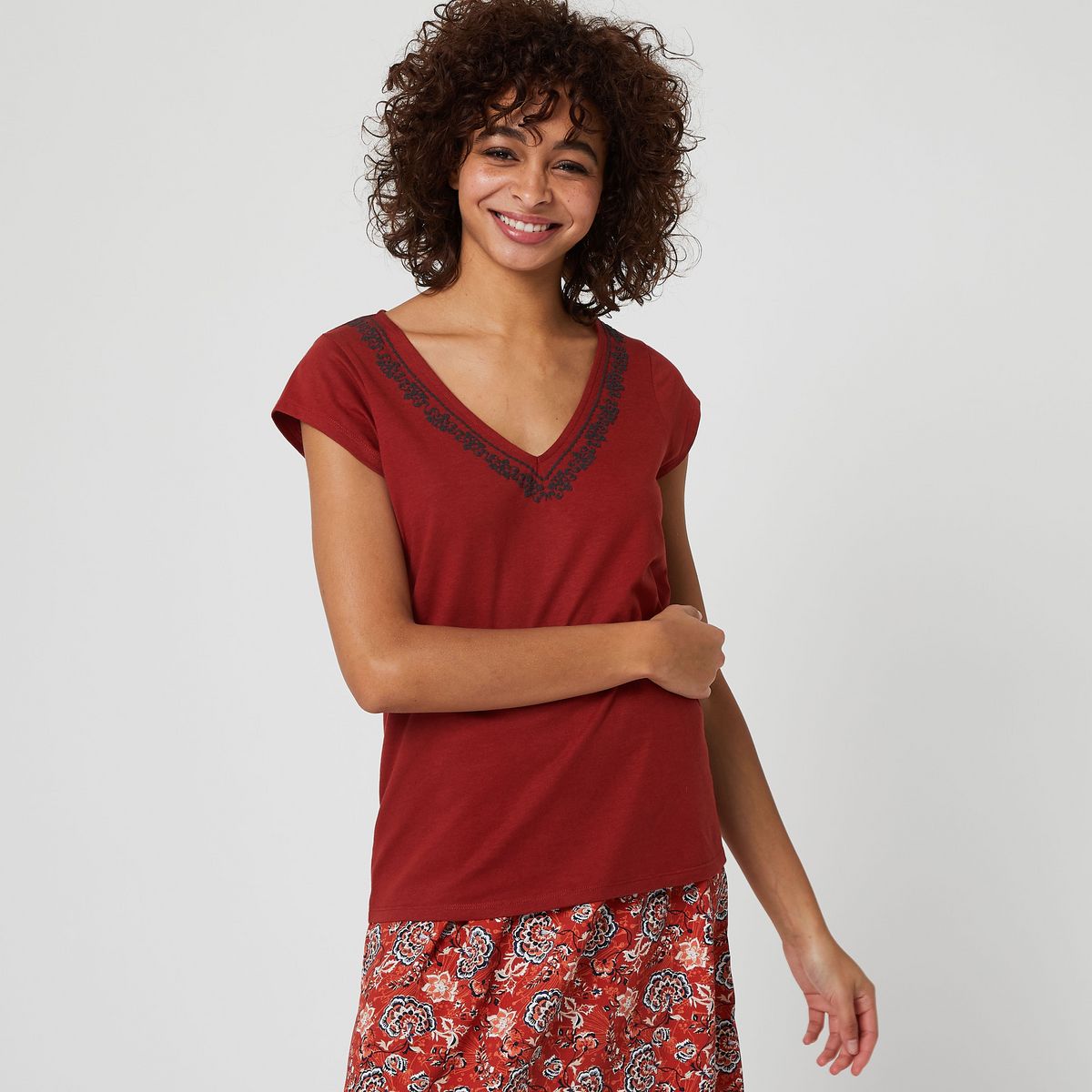 IN EXTENSO T-shirt manches courtes rouge femme