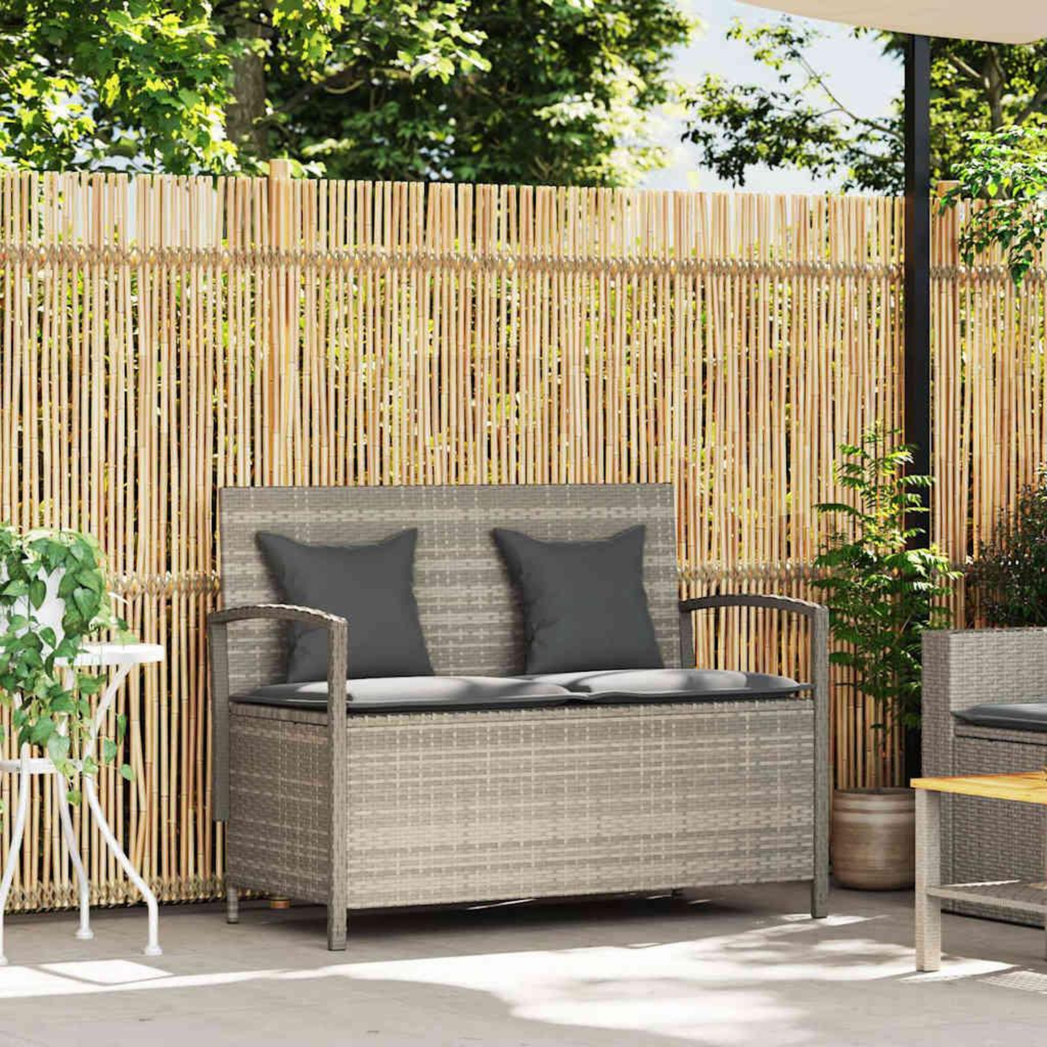 Voir la diapositive 2 : VIDAXL Banc de rangement de jardin avec coussin gris clair polyrotin