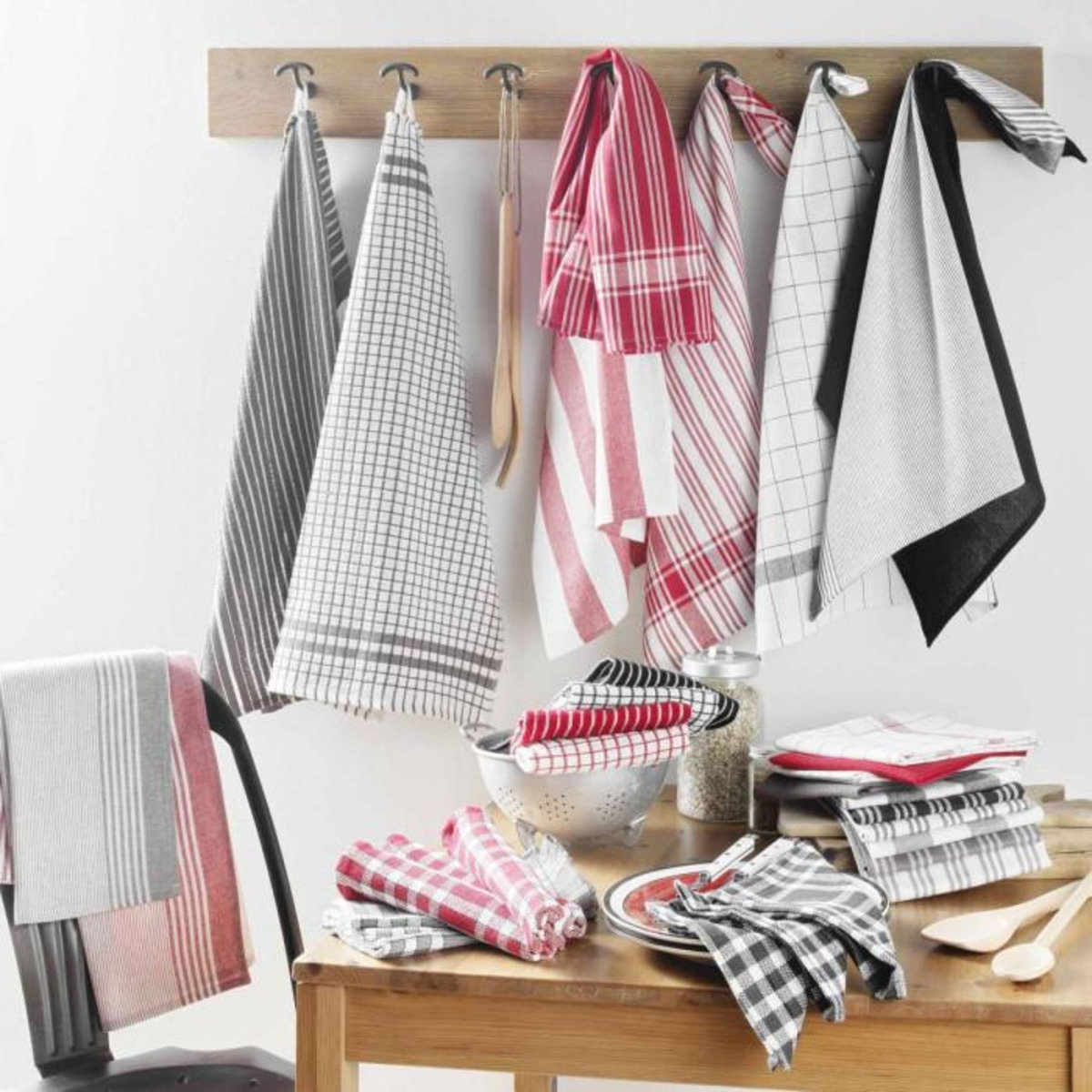 Paris Prix Lot de 3 Torchons  Vibrato  50x70cm Anthracite