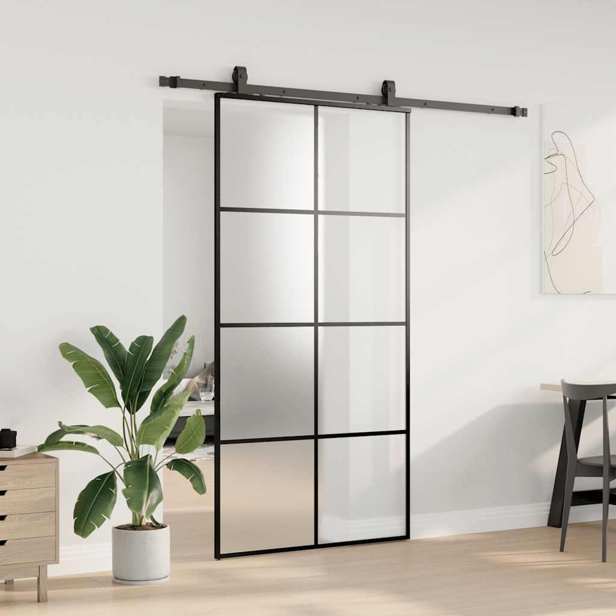 Voir la diapositive 3 : VIDAXL Porte coulissante kit de quincaillerie noir 102,5x205 cm