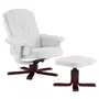IDIMEX Fauteuil de relaxation en bouclette blanc CHARLY avec repose-pieds, siège pivotant et dossier inclinable, assise rembourrée