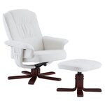IDIMEX Fauteuil de relaxation en bouclette blanc CHARLY avec repose-pieds, siège pivotant et dossier inclinable, assise rembourrée
