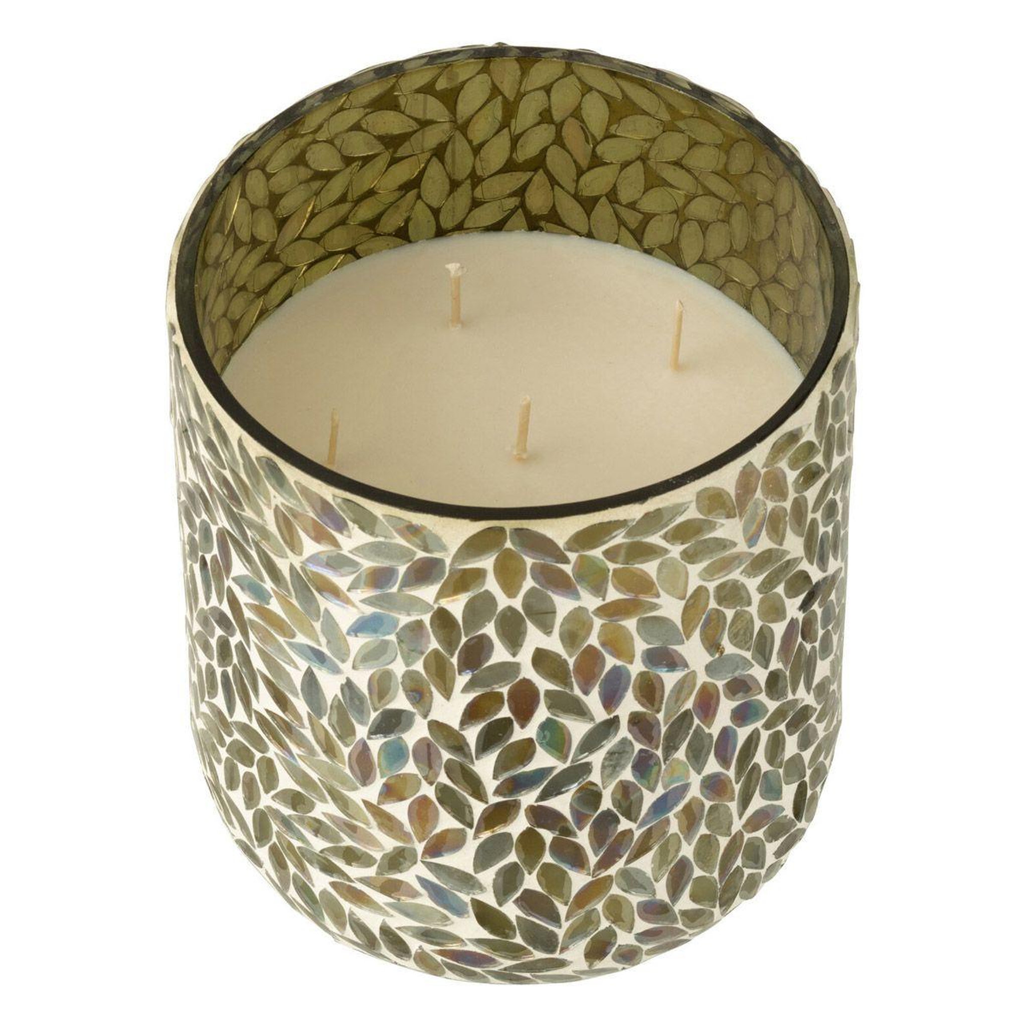 J-LINE Bougie Parfumée Mosaïque  Cyra  20cm Tea & Herbscire