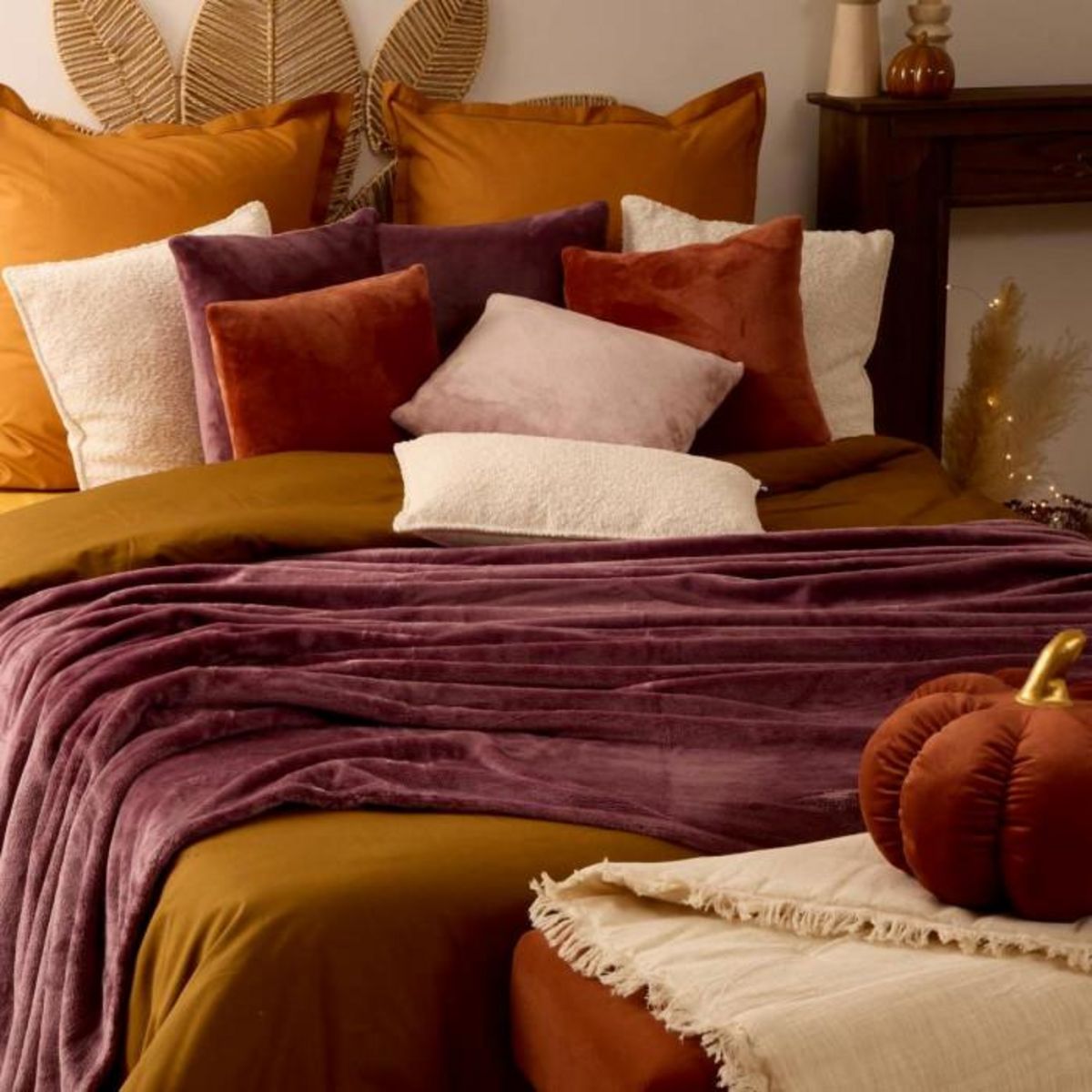 ATMOSPHERA Plaid en Flanelle Uni  Ollis  180x230cm Violet