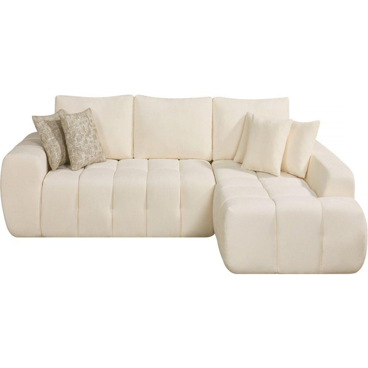 Habitat et Jardin Canapé d'angle droit en tissu style bubble  Sidonie  - 4 places - Beige